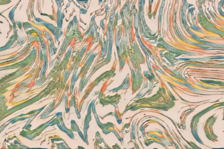 ancient wisdom modern benefits meditative natural Colorful abstract art swirls and flows.