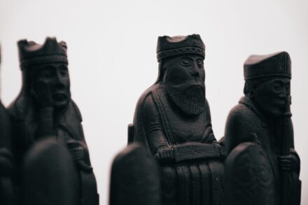 a close up of a group of statues