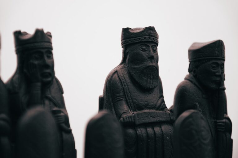a close up of a group of statues