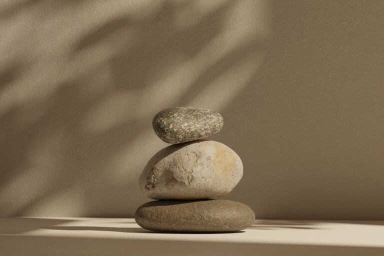 a stack of rocks sitting on top of a table
