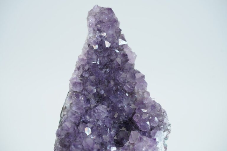 Close-up of a purple amethyst geode cluster.