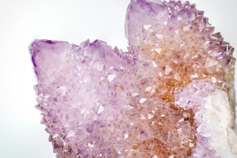 Power crystals energy healing stones arranged on a wooden surface