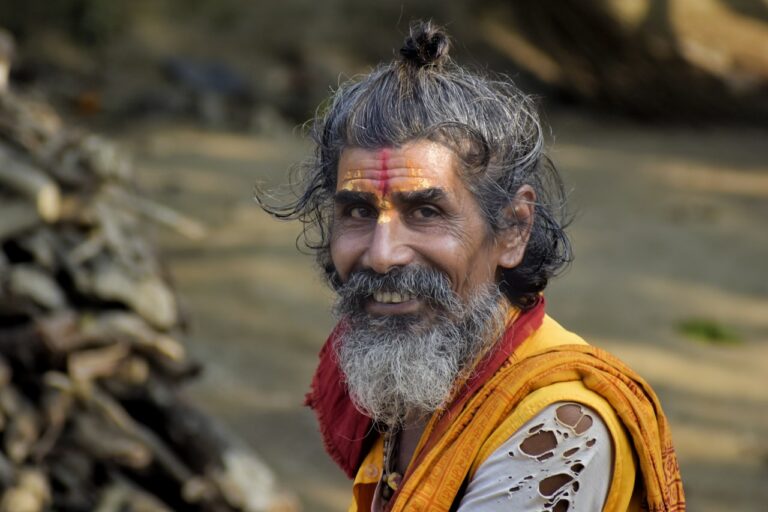 man in orange and white shirt