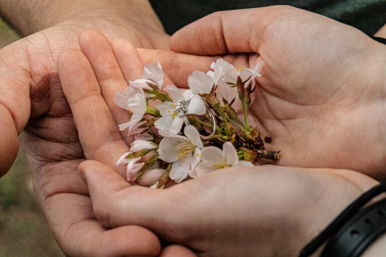white flower on persons hand