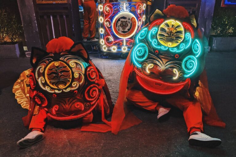 red green and yellow dragon figurine