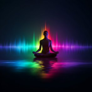 Meditation with colorful sound waves
