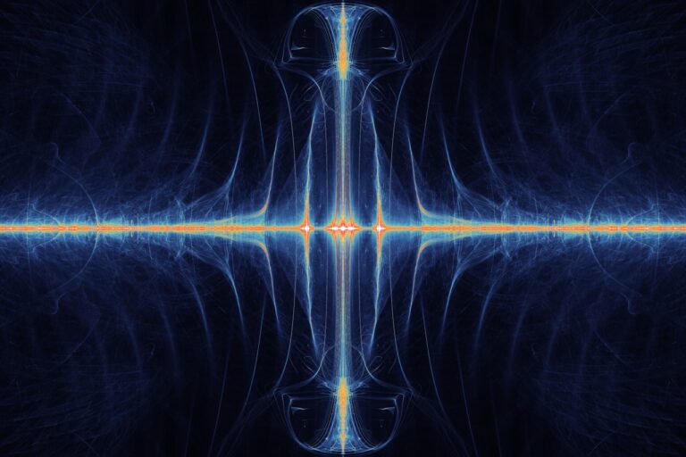 Abstract blue light pattern with bright center