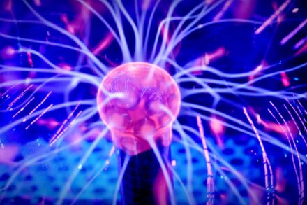 Plasma ball with glowing tendrils of light