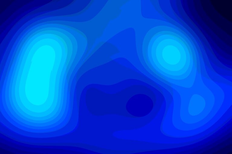 a blue and black background with a circular shape