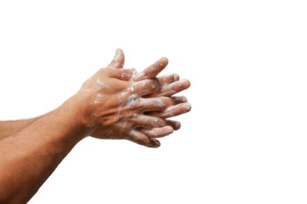 Quantum Healing & Techniques persons hand on white background