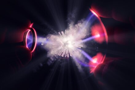 blue and red light in dark room