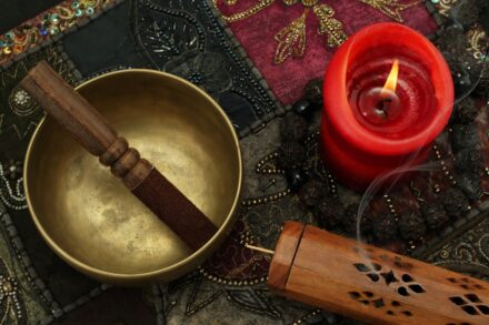 Shamanic Journey: Mysteries: Guide 9 brown wooden rolling pin on stainless steel round container