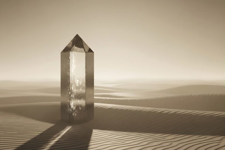 Spiritual Energy Healing depression embracing A tall crystal stands in a desolate desert landscape