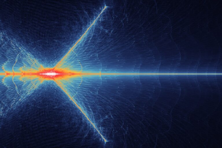 Abstract blue and orange light streaks pattern