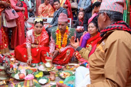 Traditional Healing Practices A traditional wedding ceremony with a bride and groom.